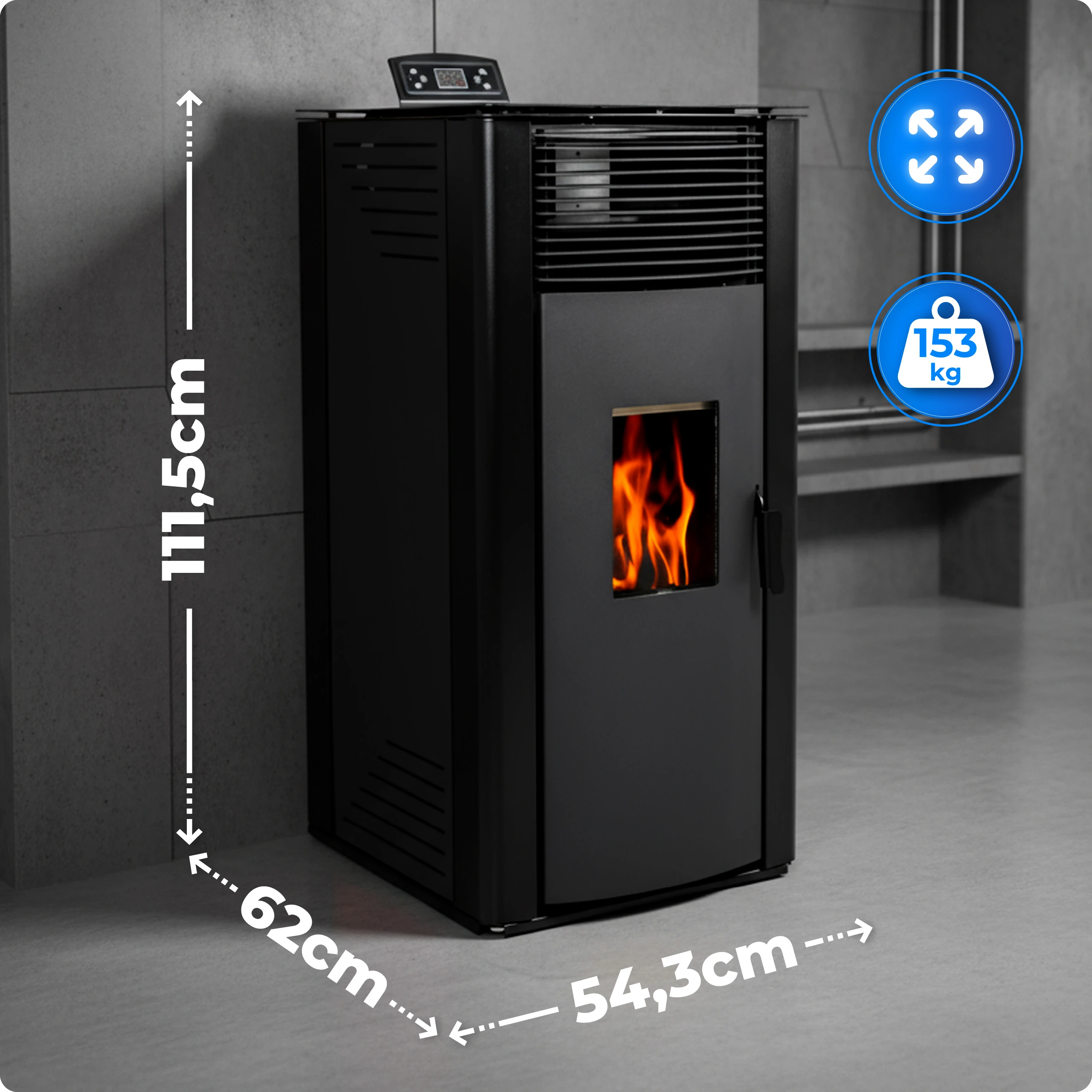 THUNDER GAREN-BLACK 12 kW pelletkályha specifikáció