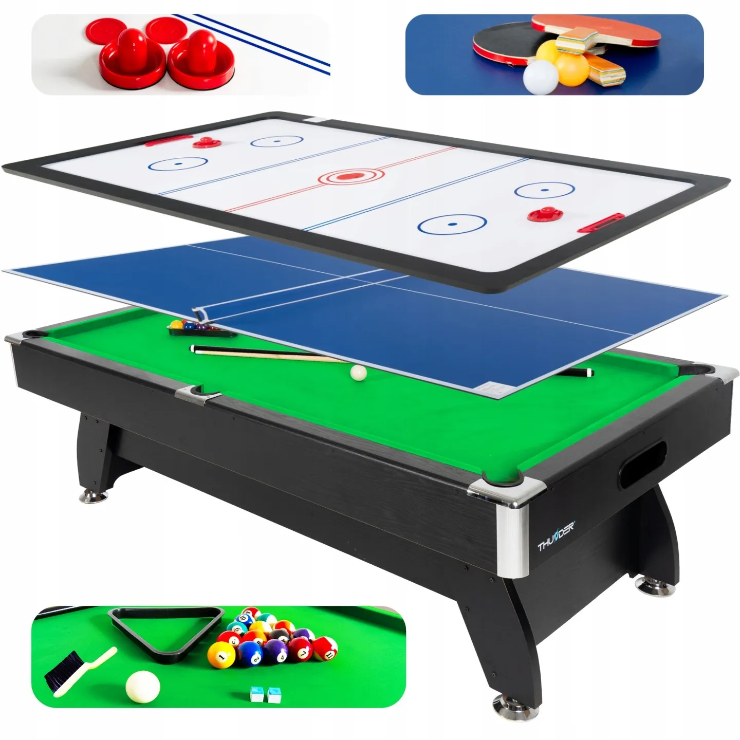 Készlet BOLD-BLACK-7FT-HOCKEY-PING biliárdasztalhoz