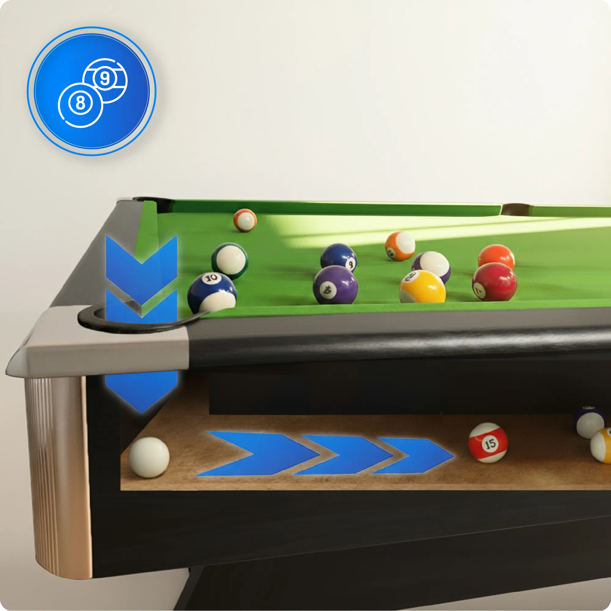 BOLD-BLACK-9FT biliárdasztal készlet