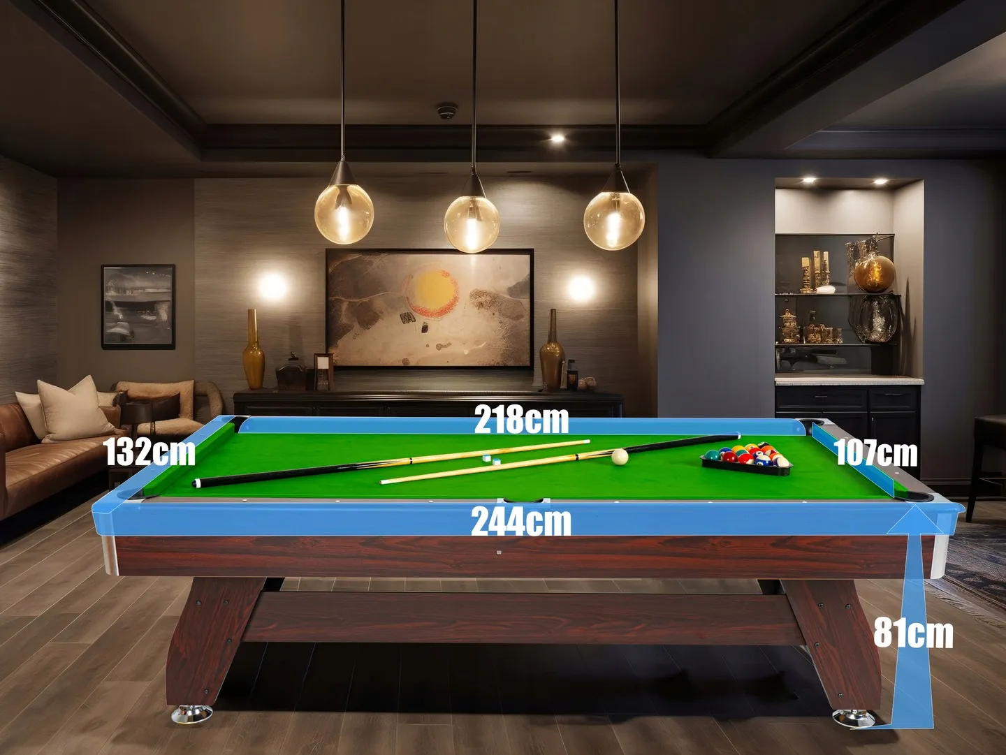 Biliárdasztal BOLD-BLACK-8FT-HOCKEY-PING technikai adatai