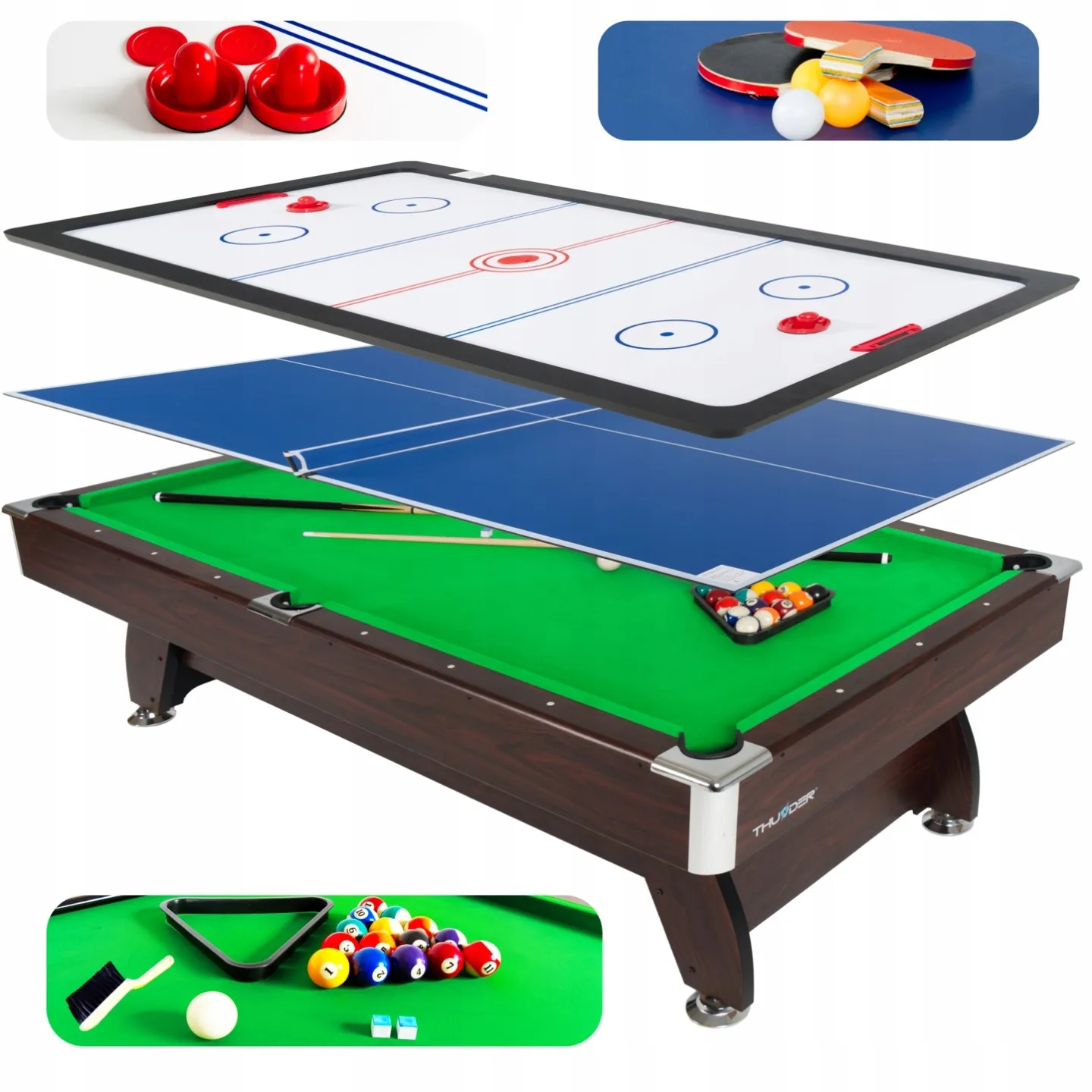 Biliárdasztal BOLD-BLACK-8FT-HOCKEY-PING készlet