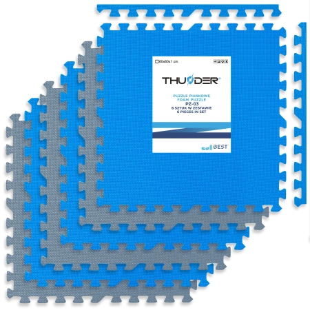 Kék-szürke puzzle edzőszőnyeg 60x60x1cm THUNDER