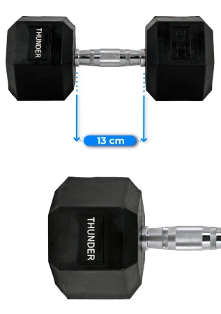 Hatszögletű kézisúlyzó 20 kg THUNDER