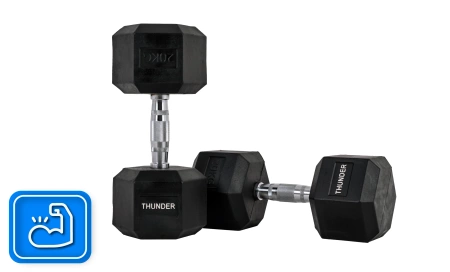 Hatszögletű kézisúlyzó 20 kg THUNDER