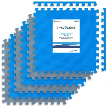 Kék-szürke puzzle edzőszőnyeg 60x60x1cm THUNDER