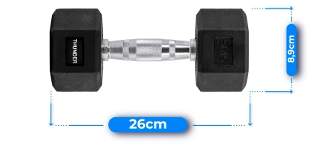 Hatszögletű kézisúlyzó 5 kg THUNDER