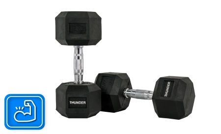 Hatszögletű kézisúlyzó 15 kg THUNDER
