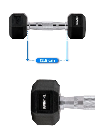 Hatszögletű kézisúlyzó 2,5 kg THUNDER