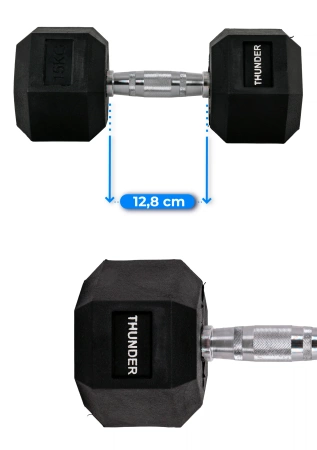 Hatszögletű kézisúlyzó 15 kg THUNDER