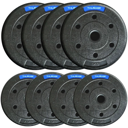 THUNDER bitumen súlyzótárcsa készlet 4x2,5 kg + 4x5 kg 
