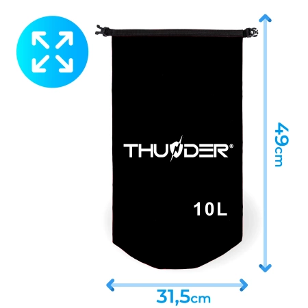 10 literes vízálló zsák fekete THUNDER
