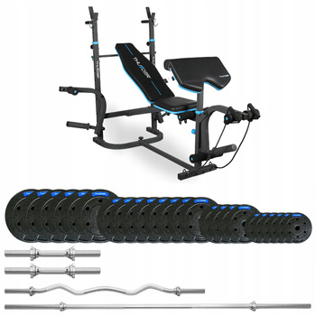 117,5 kg-os testépítő szett VIGOR-B paddal, THUNDER márka, enyhén hajlított EZ-rúddal