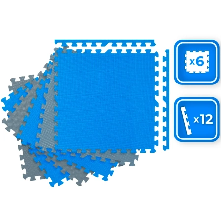 Kék-szürke puzzle edzőszőnyeg 60x60x1cm THUNDER