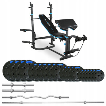 87,5 kg-os testépítő szett VIGOR-B paddal, THUNDER márka, enyhén hajlított EZ-rúddal