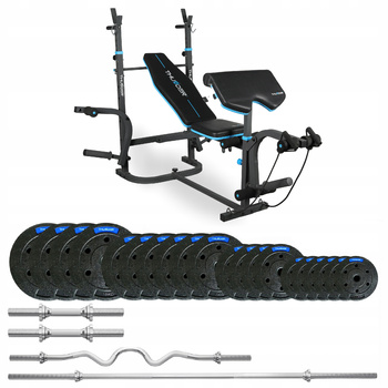 87,5 kg-os testépítő szett VIGOR-B paddal, THUNDER márka, erősen hajlított EZ-rúddal