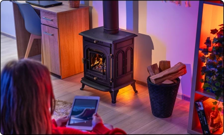 Öntöttvas fatüzelésű kályha AGNI 7 kW 