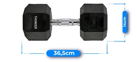 Hatszögletű kézisúlyzó 20 kg THUNDER