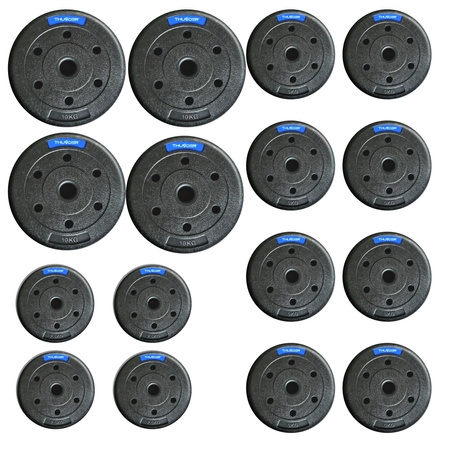 THUNDER bitumen súlyzótárcsa készlet 4x10 kg + 8x5 kg + 4x2,5 kg
