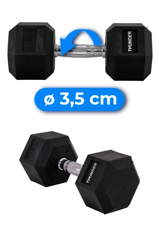 Hatszögletű kézisúlyzó 15 kg THUNDER