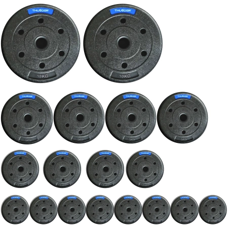 THUNDER bitumen súlyzótárcsa készlet 2x10 kg + 4x5 kg + 4x2,5 kg + 8x1,25 kg 