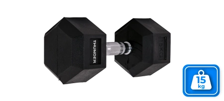 Hatszögletű kézisúlyzó 15 kg THUNDER