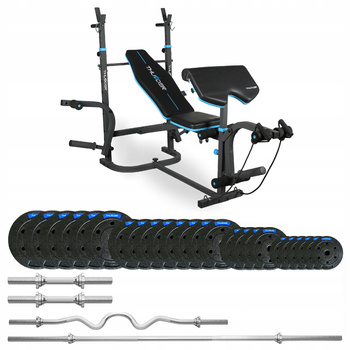 117,5 kg-os testépítő szett VIGOR-B paddal, THUNDER márka, erősen hajlított EZ-rúddal