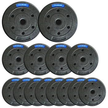 THUNDER bitumen súlyzótárcsa készlet 2x5 kg + 4x2,5 kg + 8x1,25 kg