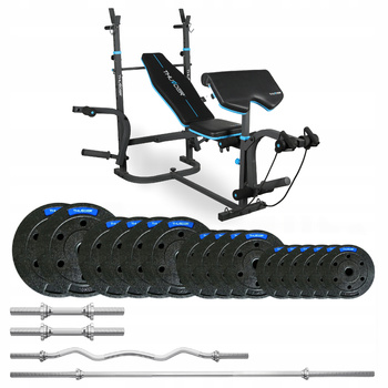 57,5 kg-os testépítő szett VIGOR-B paddal, THUNDER márka, enyhén hajlított EZ-rúddal