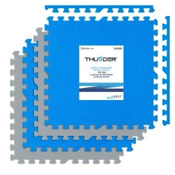 Kék-szürke puzzle edzőszőnyeg 60x60x2cm THUNDER